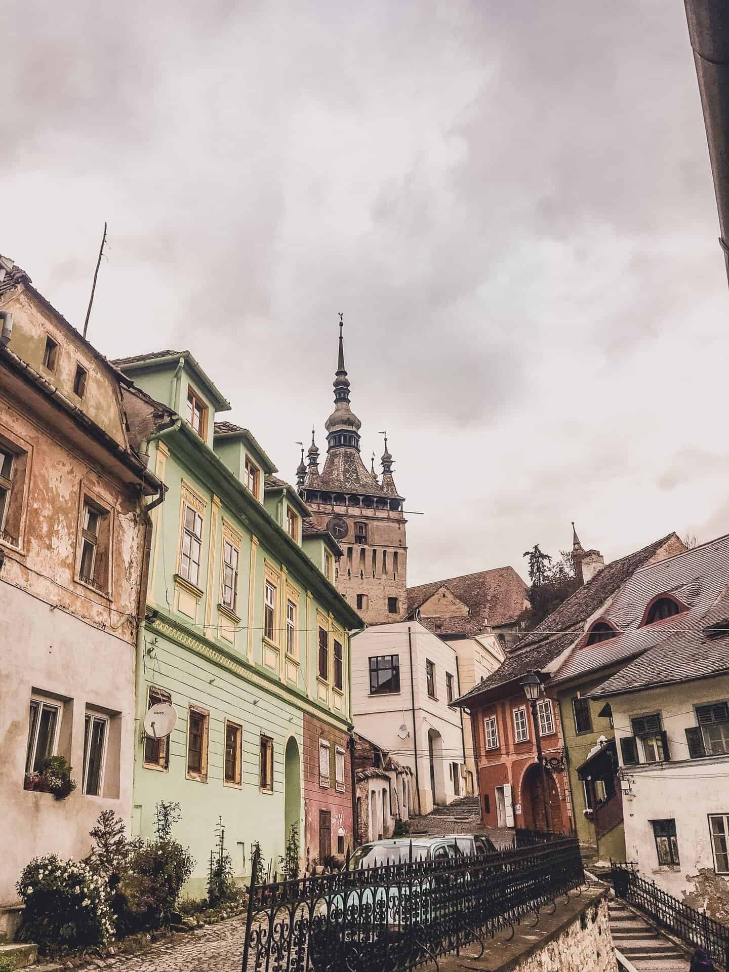 the clock tower in Sighisora