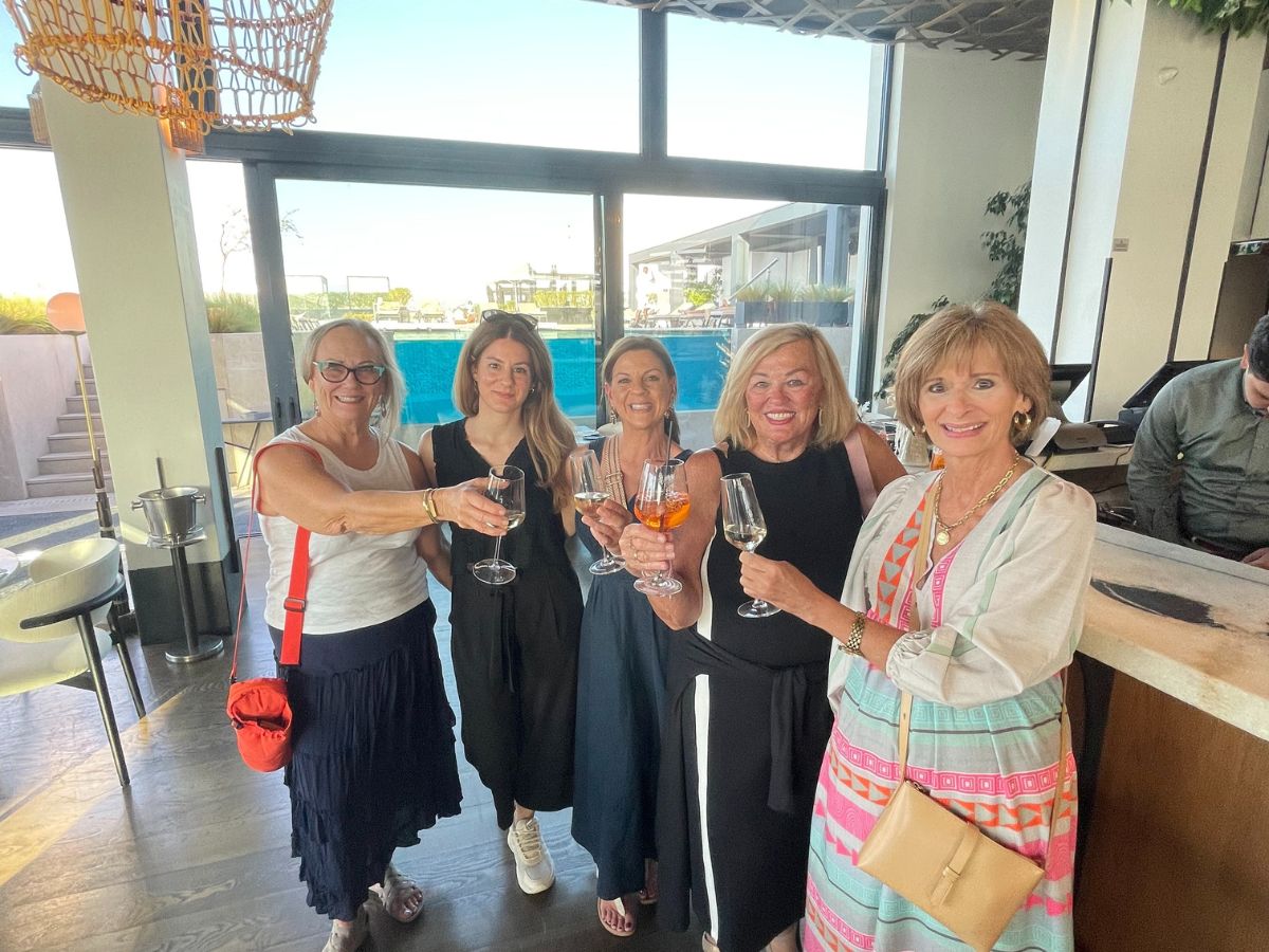 Women toasting in a bar in Athens.
