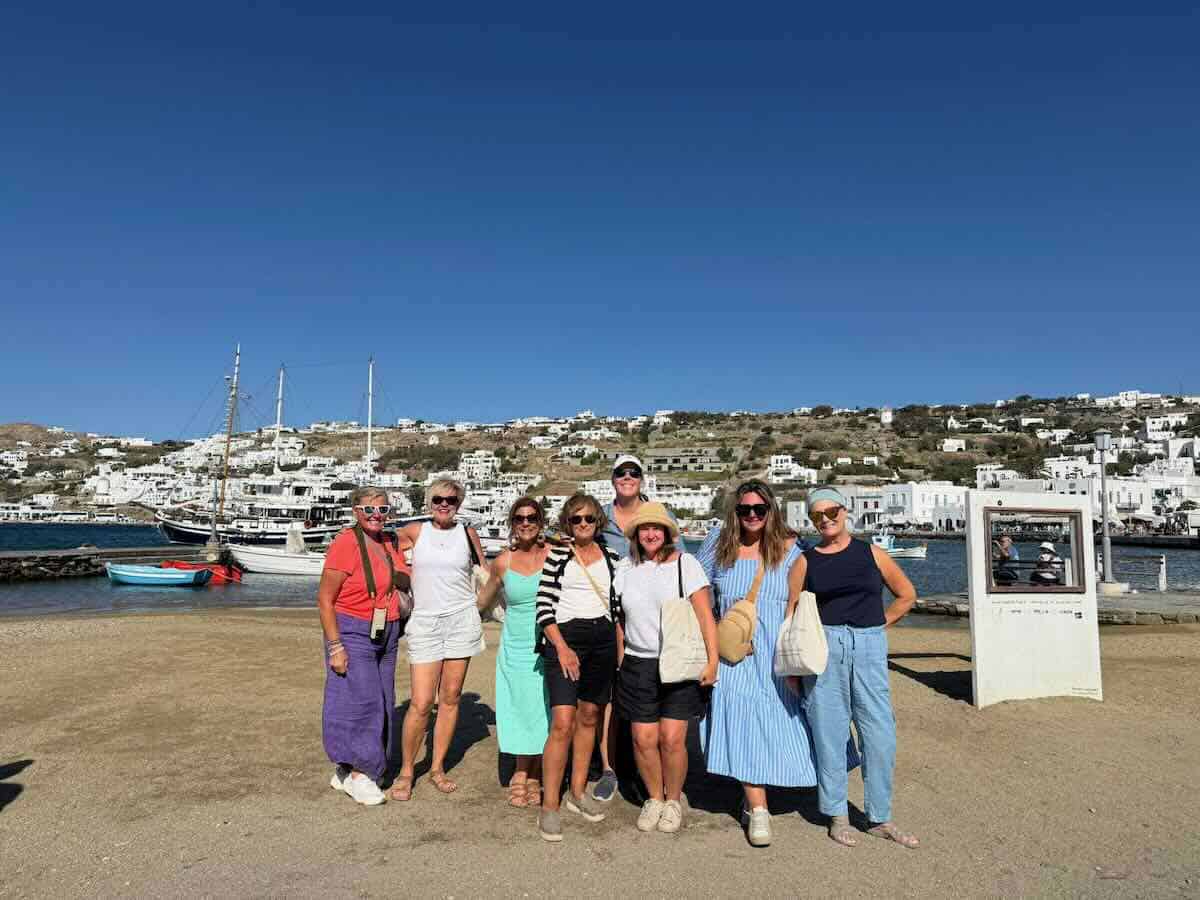 Group of women traveling together on a small group trip. 