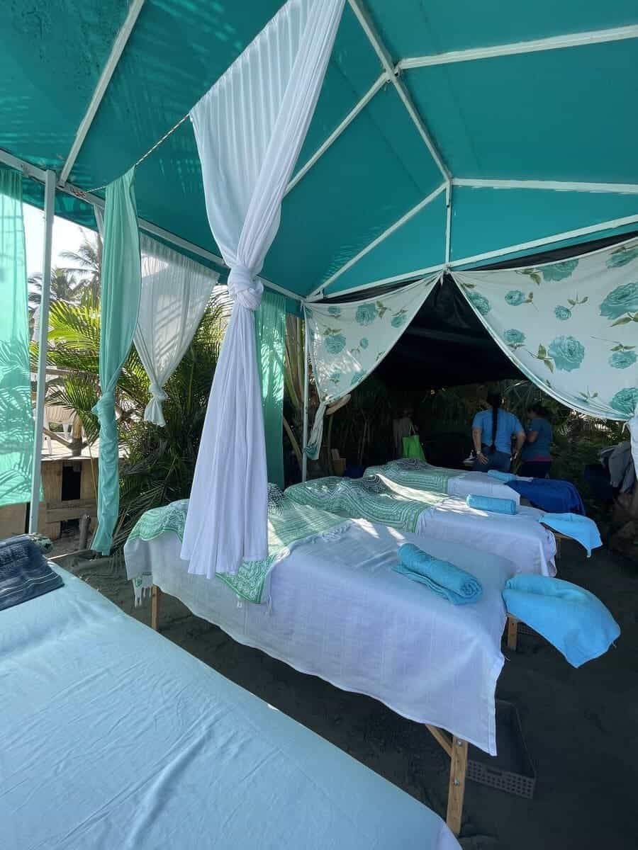 massage beds on the beach in sayulita