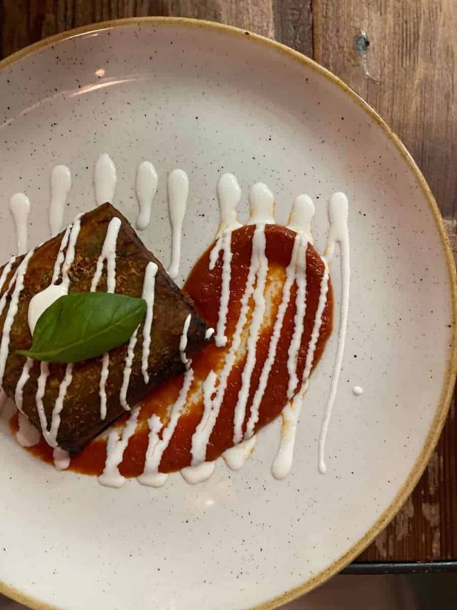 Eggplant parm on a plate