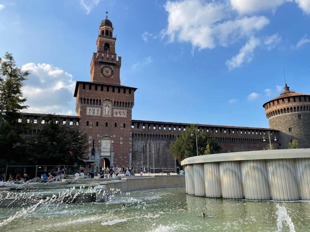 The exterior of the castle of Milan. 