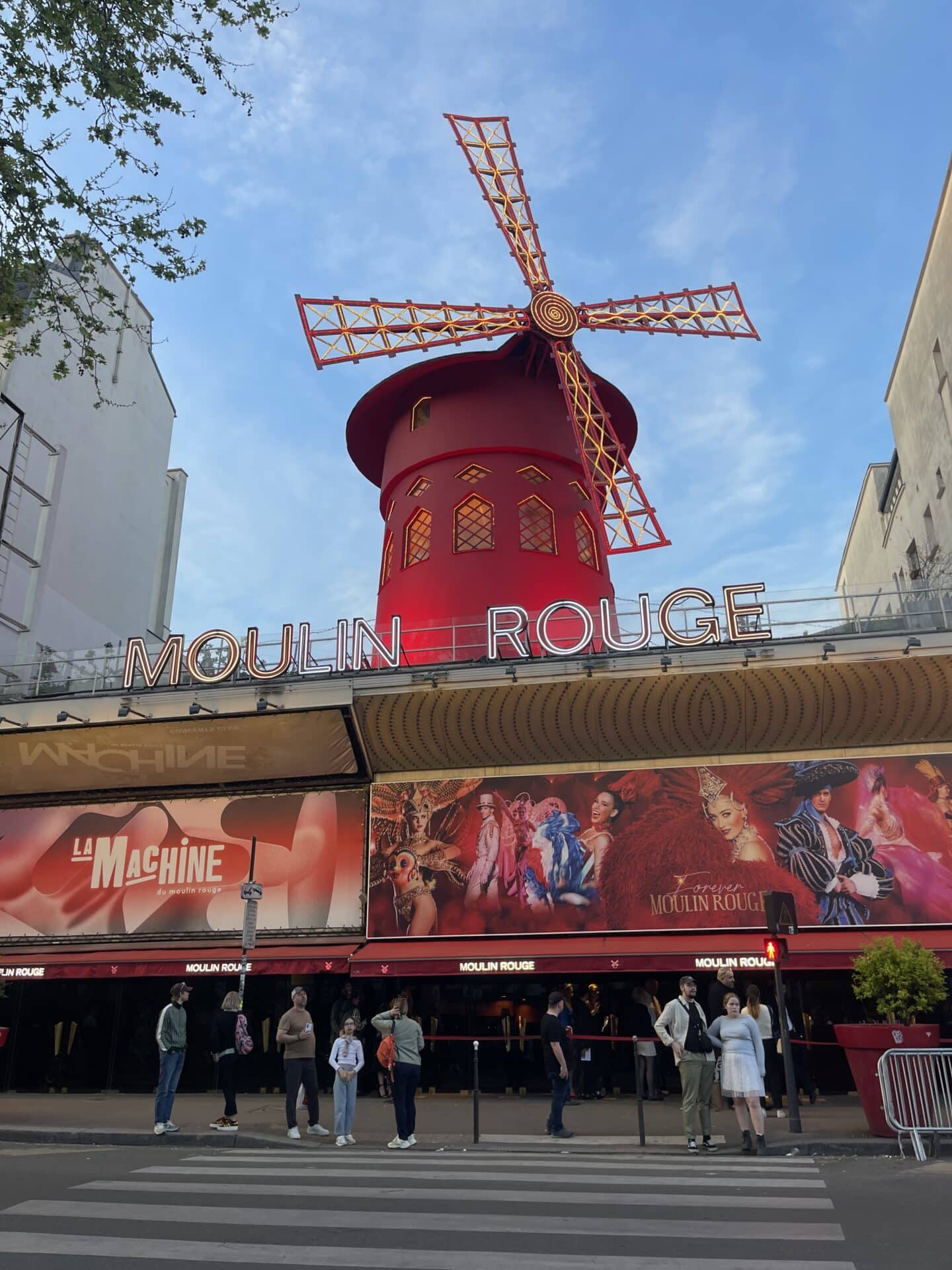 The exterior of the famous Moulin Rouge Theatre 