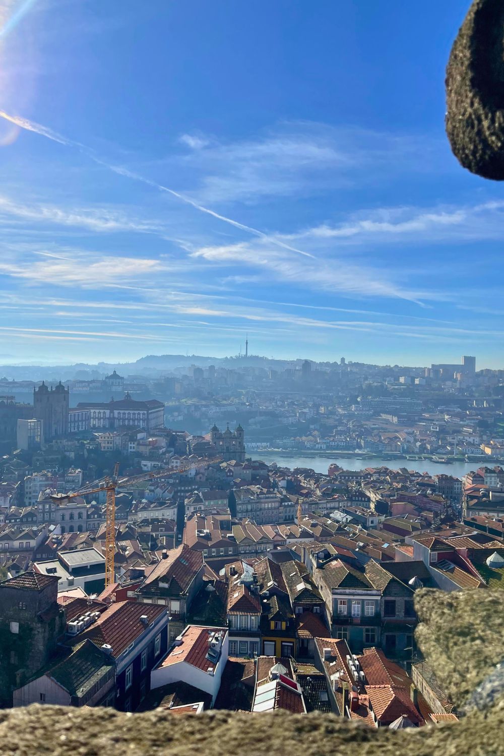overview of Porto from the top of a church on a sunny day.