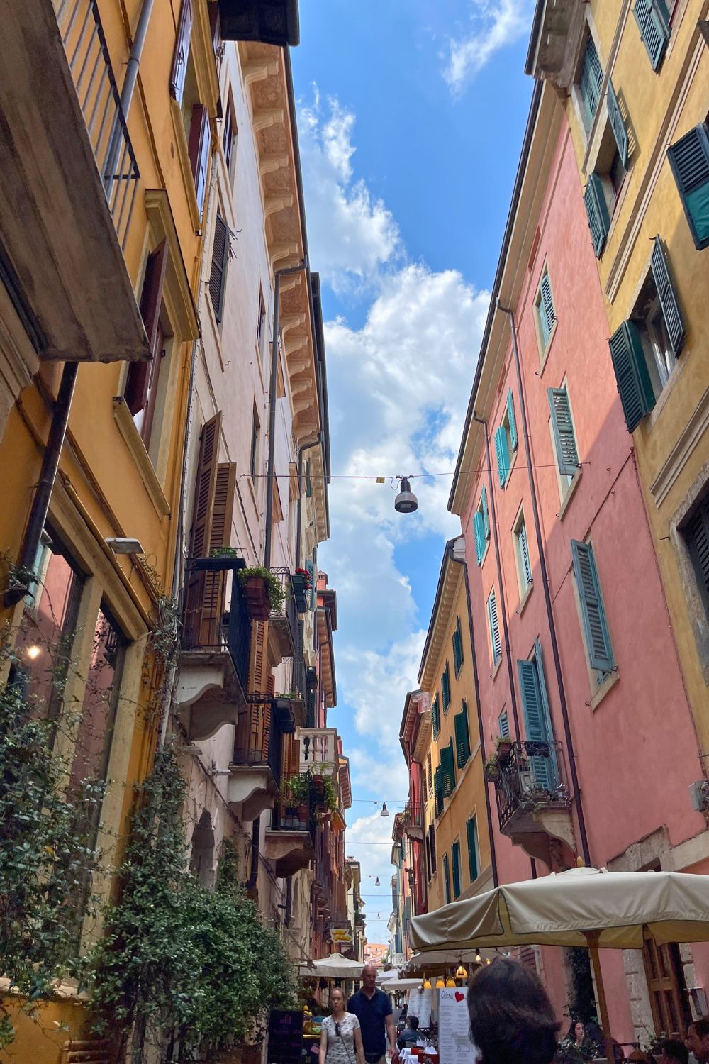 Streets of Verona and the colorful buildings