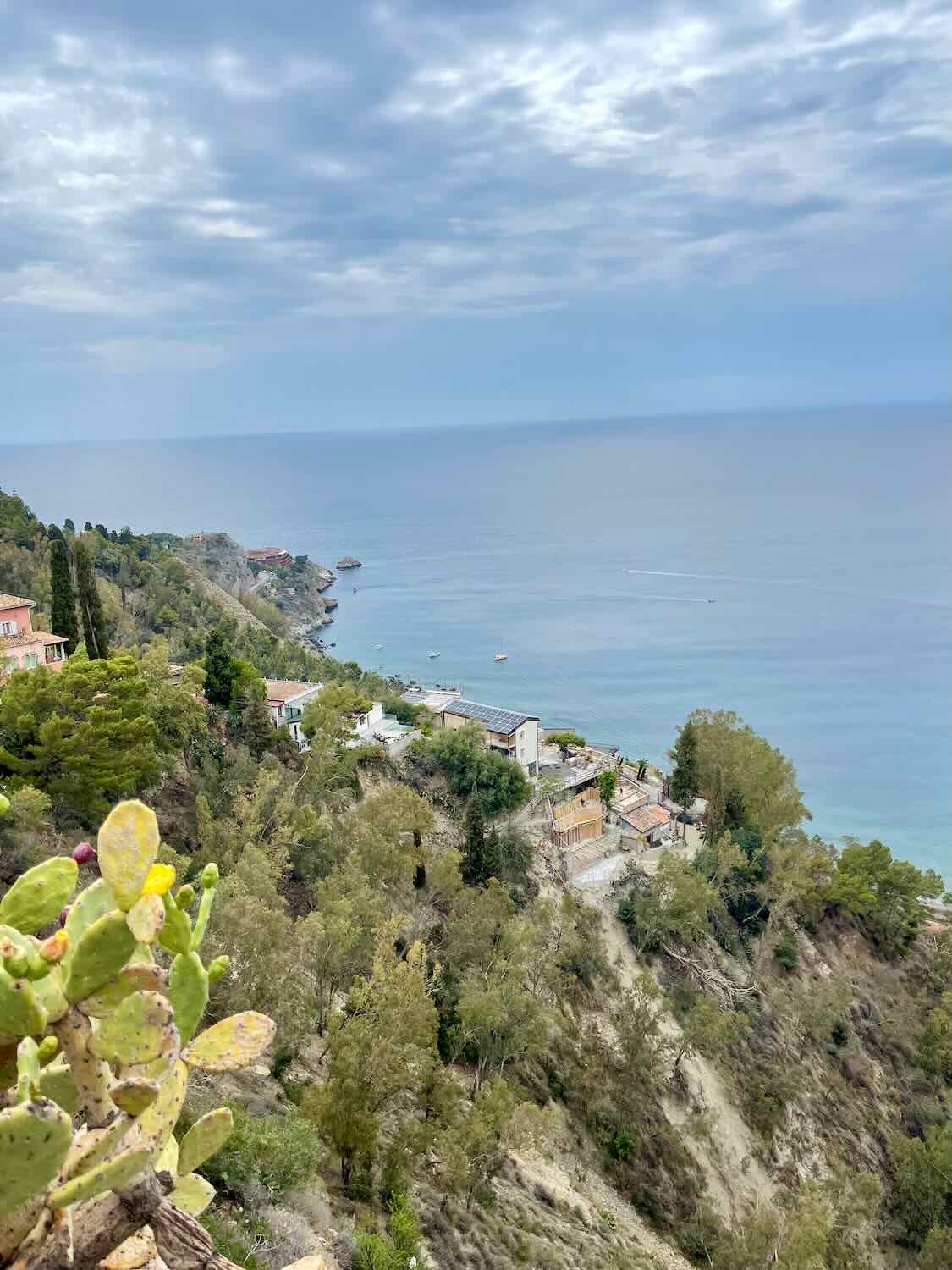 The view of Taormina and sea.