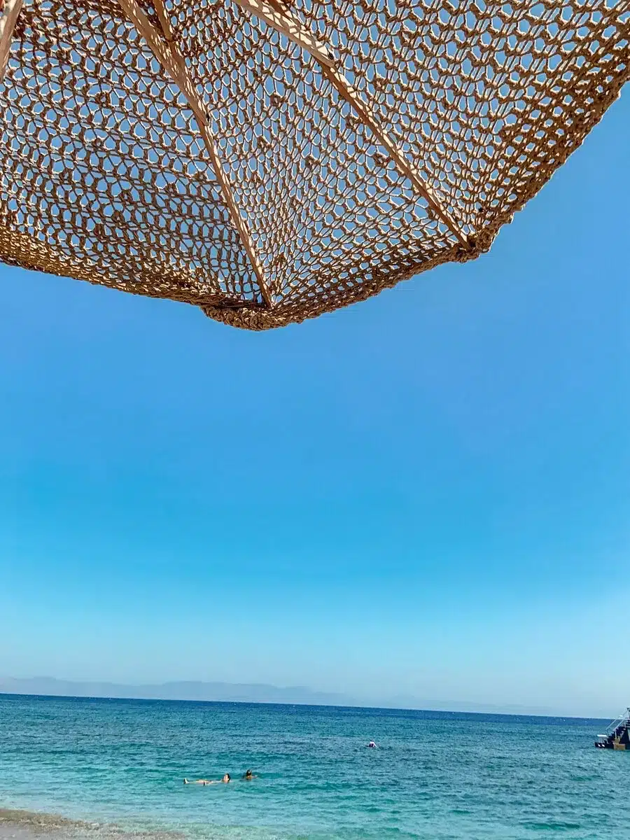 Beach umbrella and blue sky