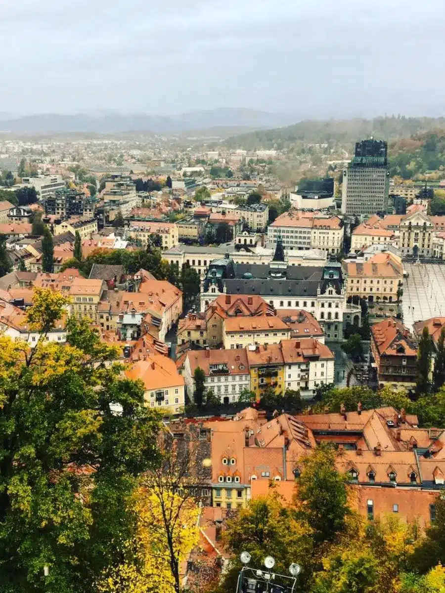 Overview of Ljubljana from above. 